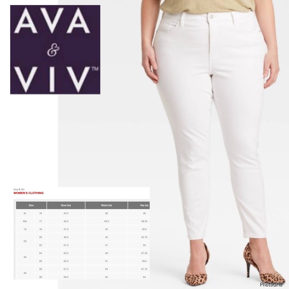 🌟🌟🌟Ava & Viv 24W plus size white high rise skinny jeans DEFECTS-STAINS